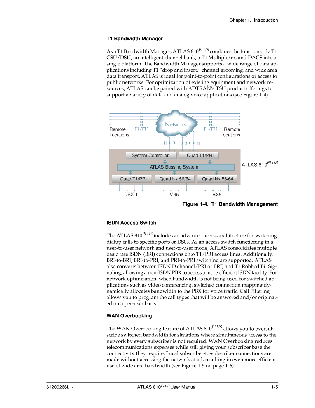 ADTRAN 810 Plus manual T1 Bandwidth Manager, WAN Overbooking 