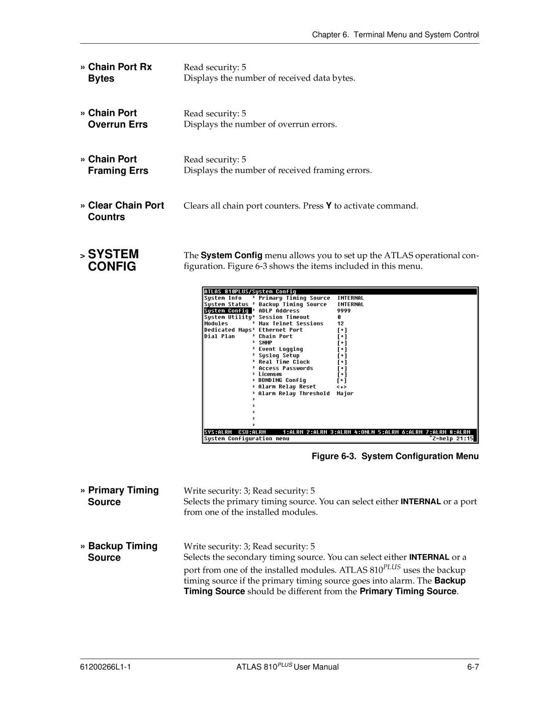 ADTRAN 810 Plus manual System Config, » Primary Timing Source » Backup Timing Source 