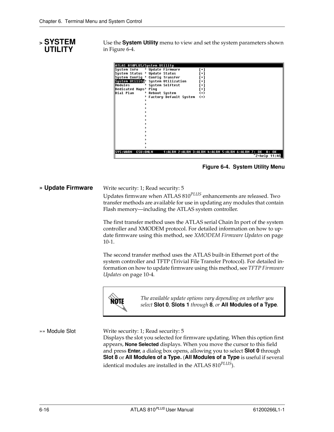 ADTRAN 810 Plus manual System Utility, » Update Firmware, »» Module Slot 