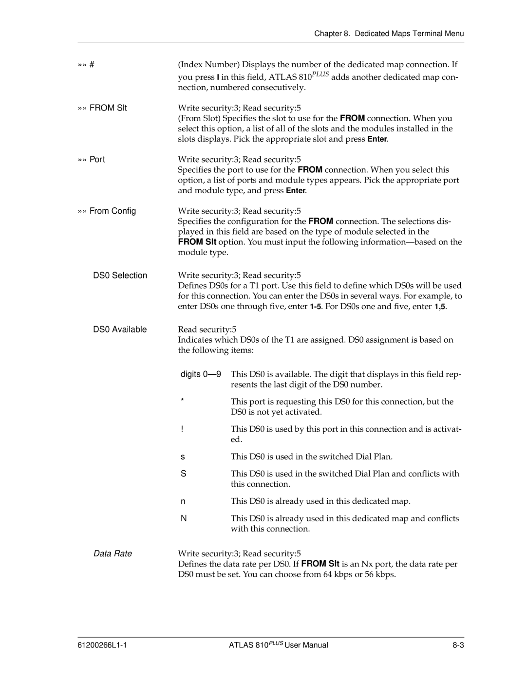ADTRAN 810 Plus manual »» from Slt, »» From Config, DS0 Selection, DS0 Available 
