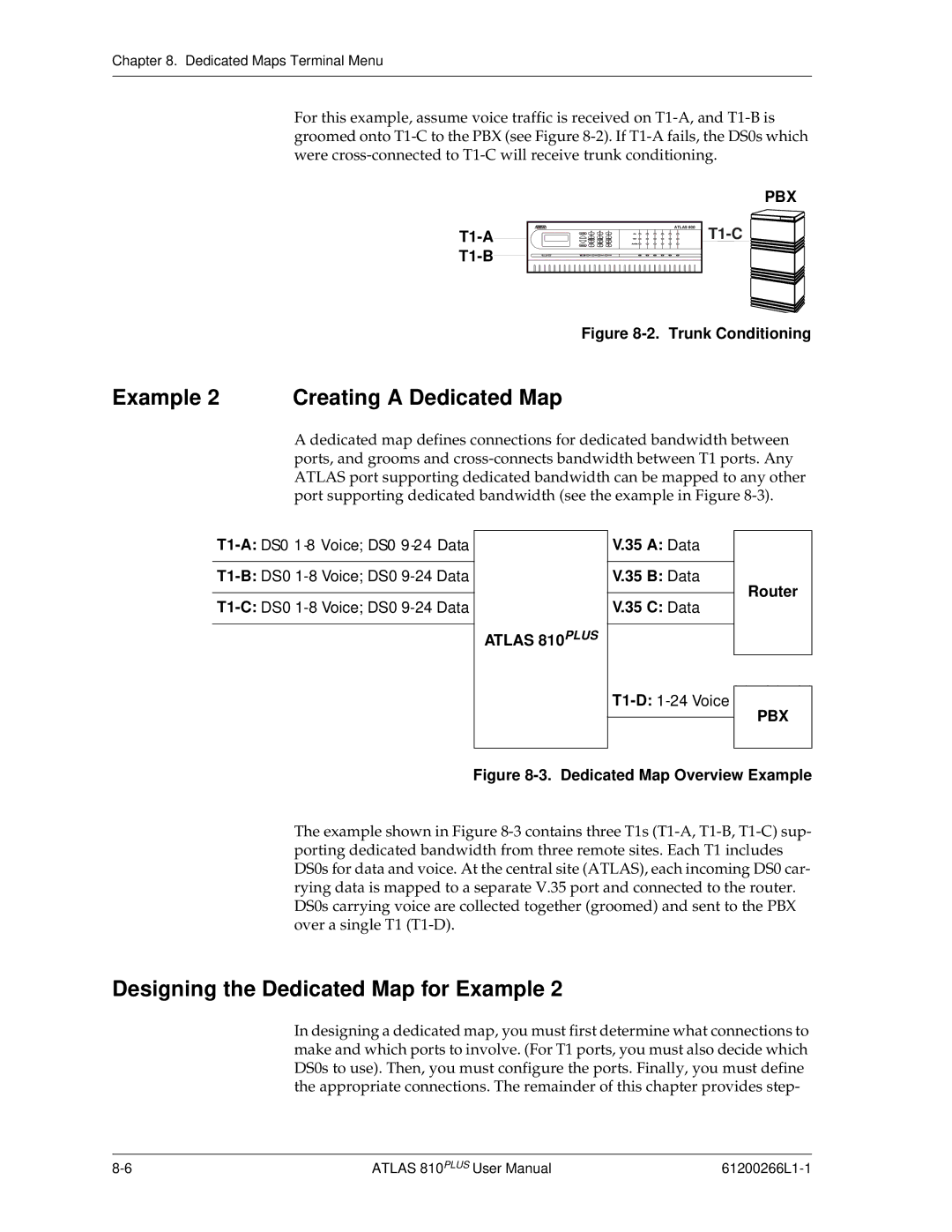 ADTRAN 810 Plus manual Example 2 Creating a Dedicated Map, Designing the Dedicated Map for Example 