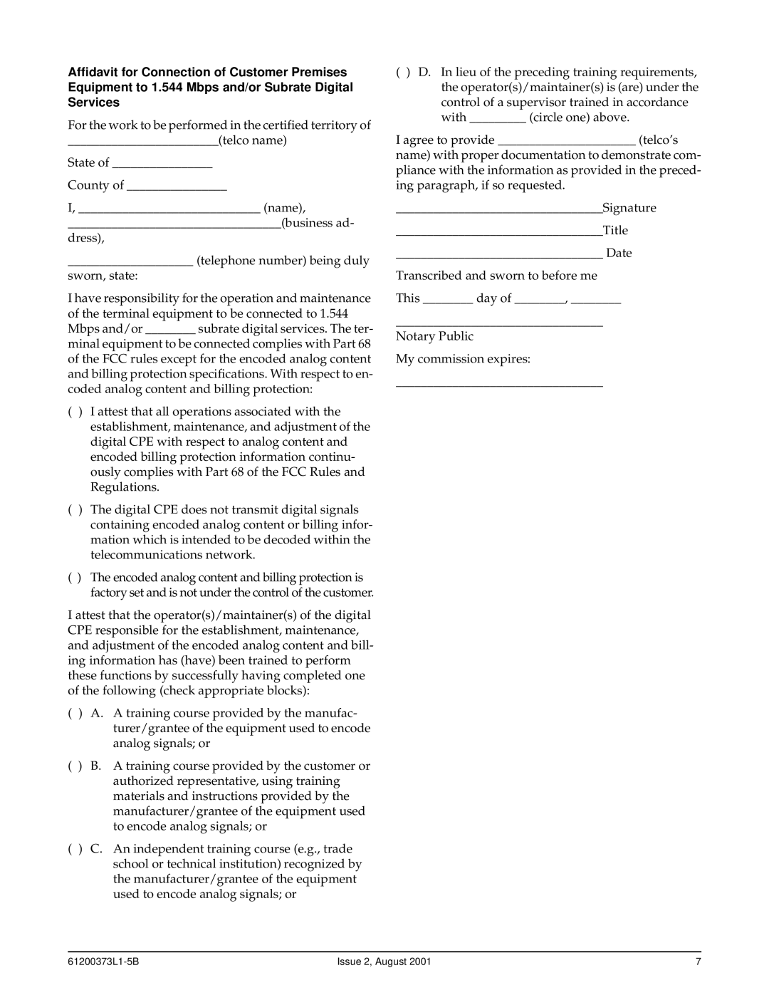 ADTRAN 850 specifications 61200373L1-5B Issue 2, August 