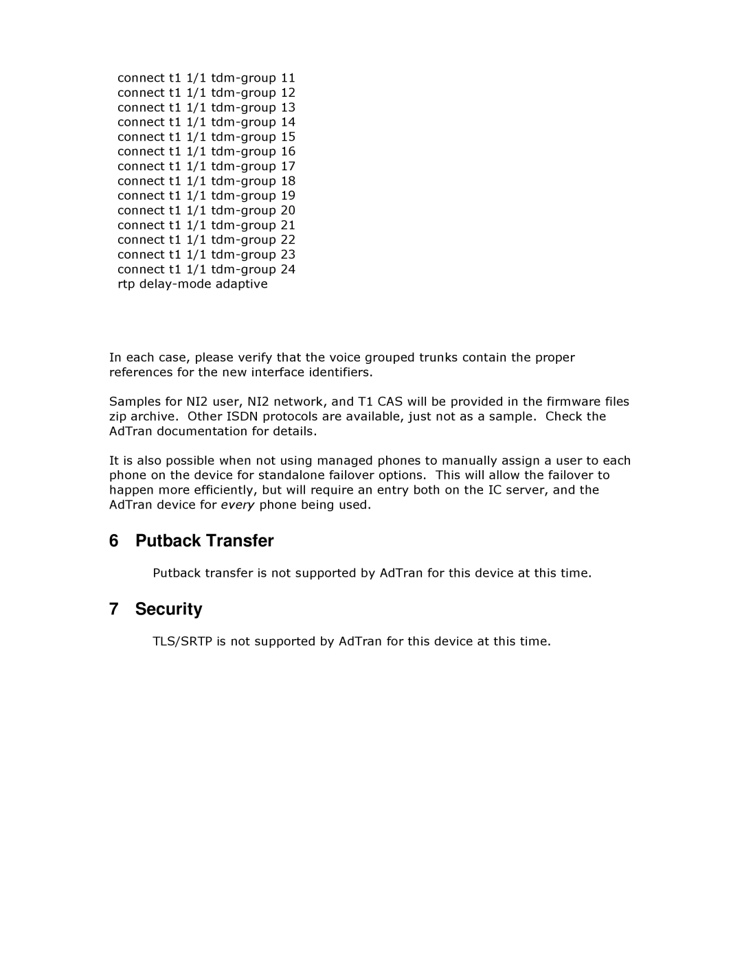 ADTRAN A2.03 manual Putback Transfer 