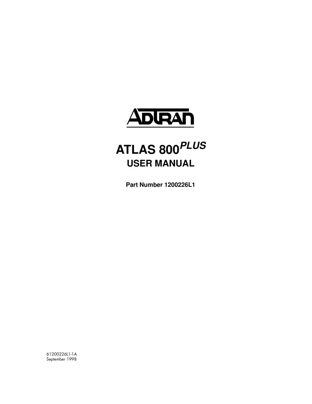 ADTRAN ATLAS 800PLUS user manual Atlas 800PLUS 