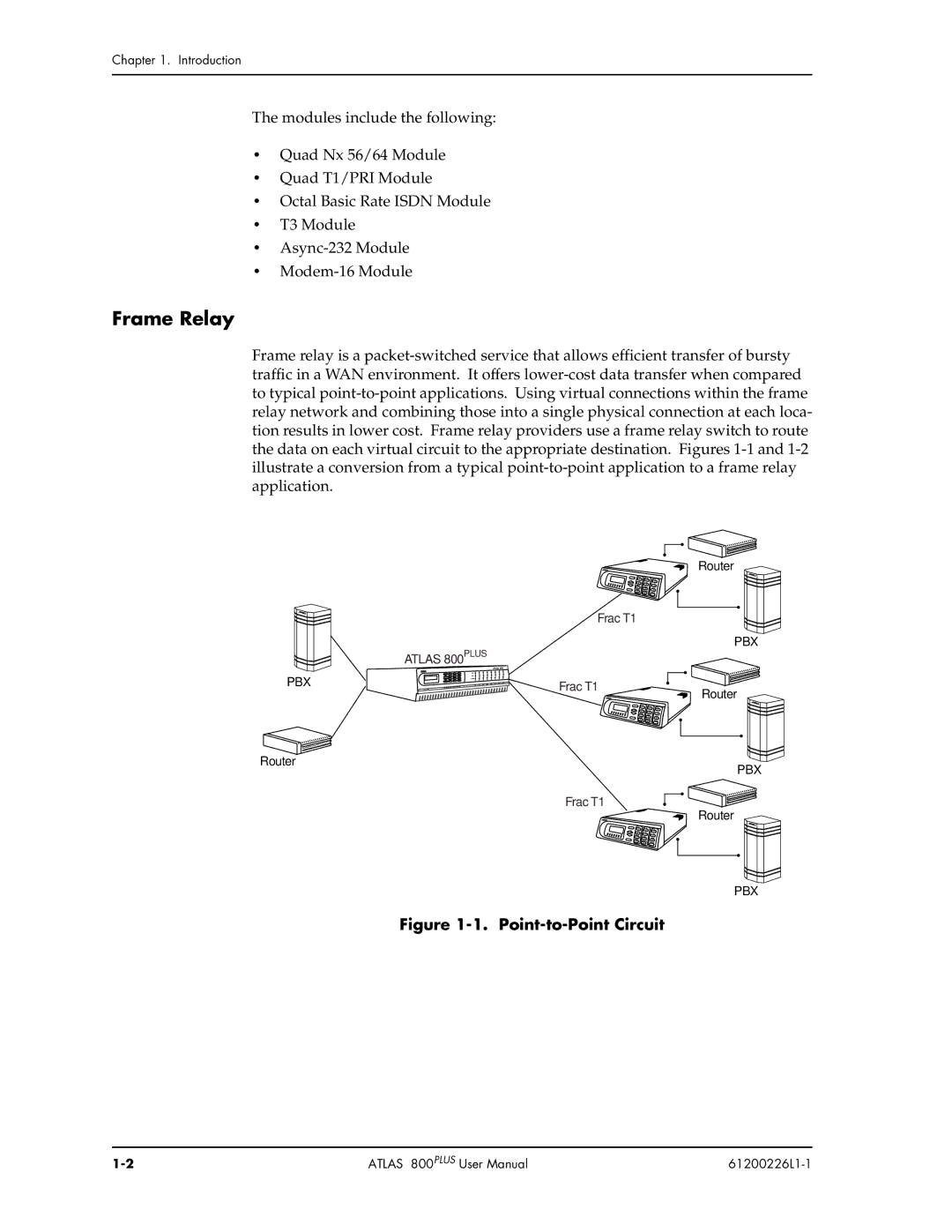 ADTRAN ATLAS 800PLUS user manual Frame Relay, Point-to-Point Circuit 