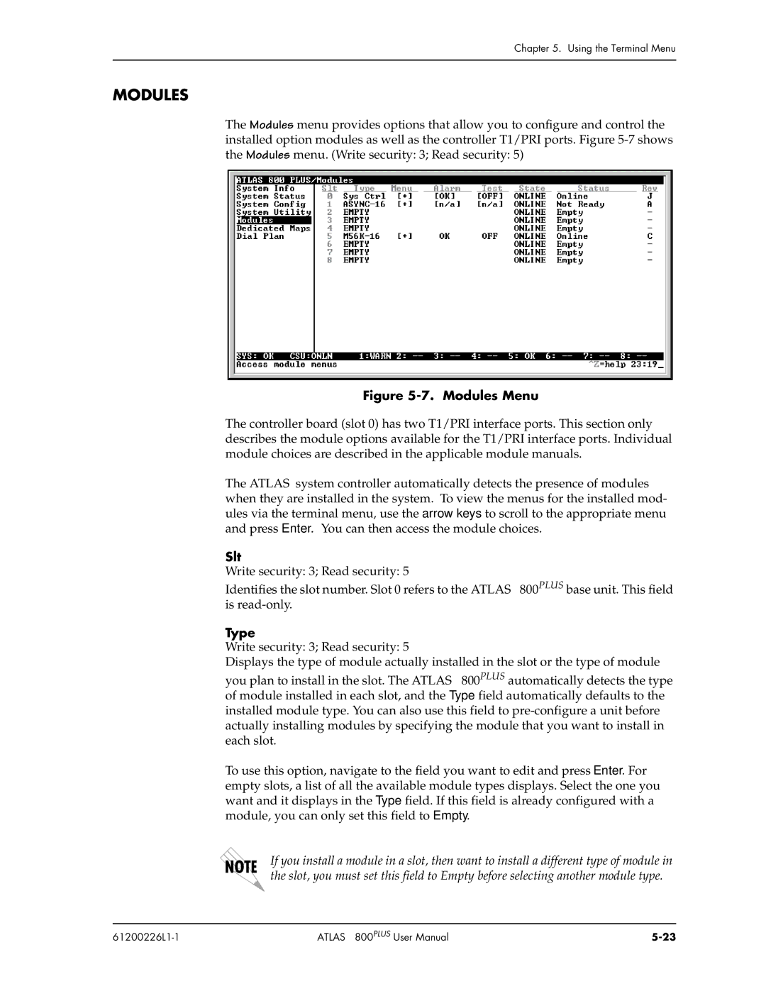 ADTRAN ATLAS 800PLUS user manual Modules, Slt 