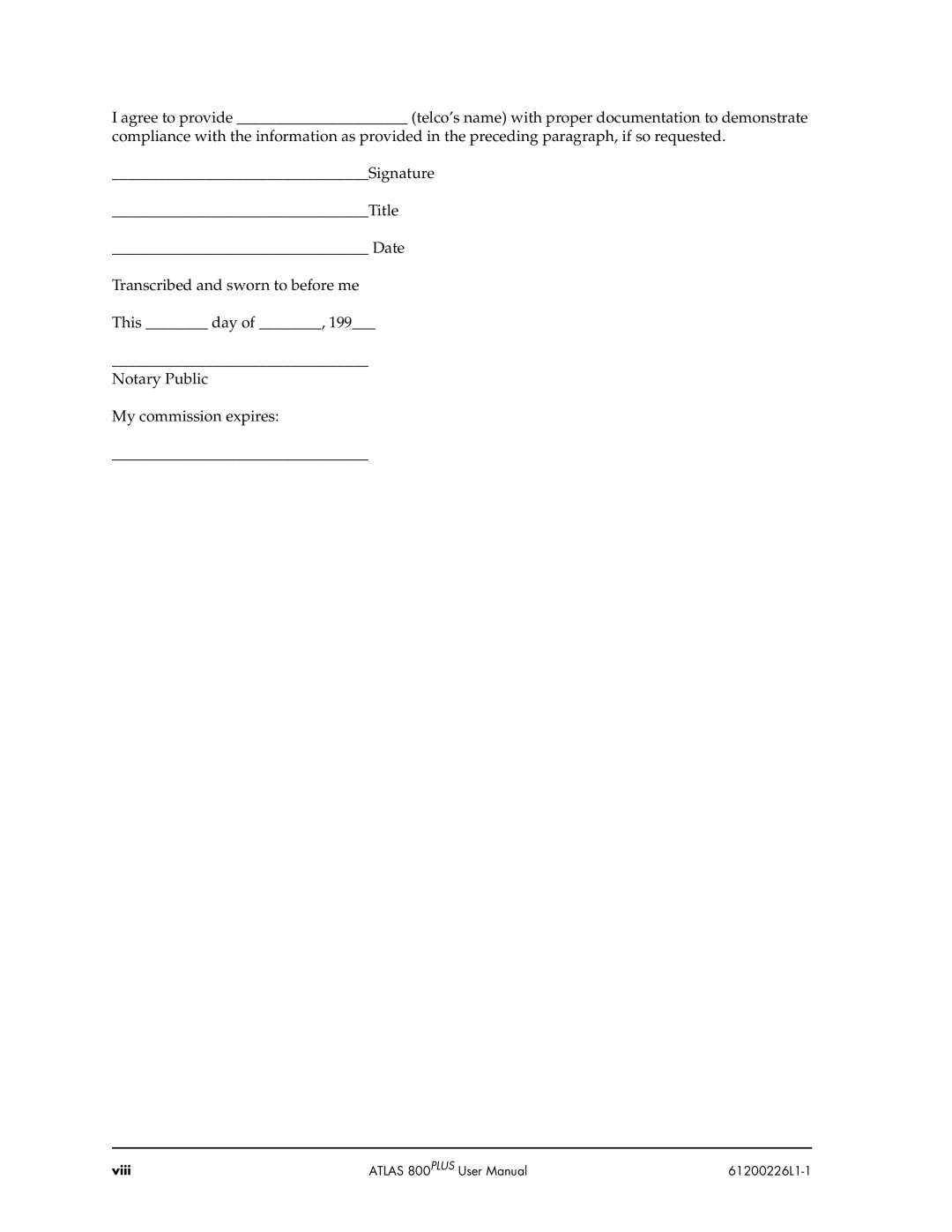 ADTRAN ATLAS 800PLUS user manual Viii 