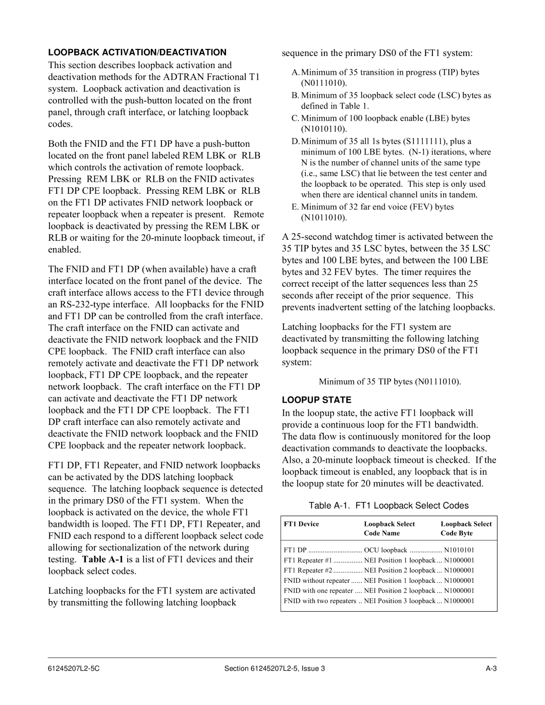 ADTRAN DE-4E specifications Loopback ACTIVATION/DEACTIVATION 