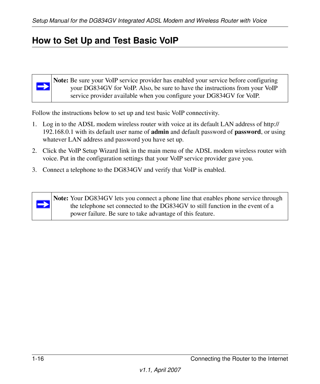 ADTRAN DG834GV manual How to Set Up and Test Basic VoIP 