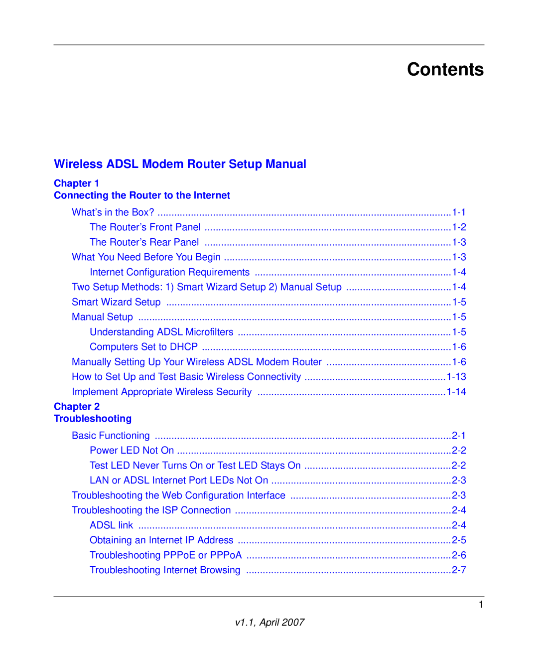 ADTRAN DG834GV manual Contents 