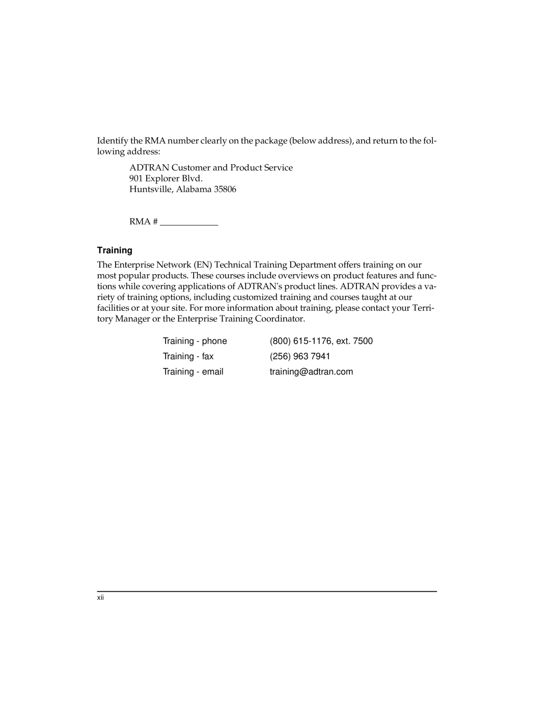 ADTRAN DSU 56 user manual Training 