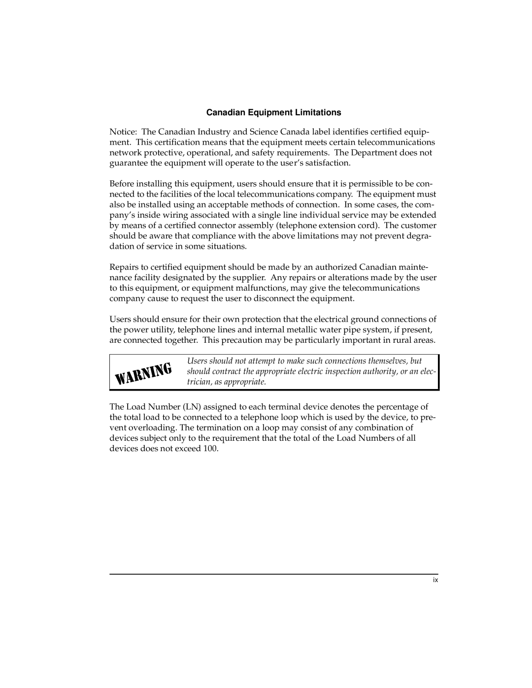 ADTRAN DSU 56 user manual Canadian Equipment Limitations 