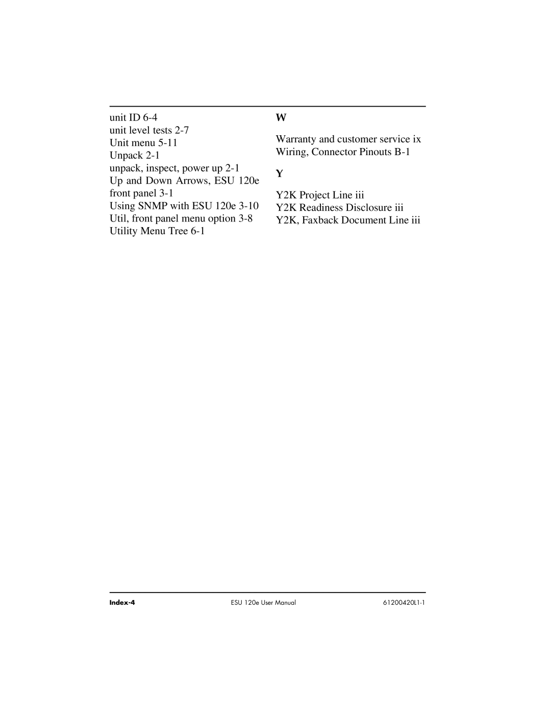 ADTRAN ESU 120e user manual Index-4 