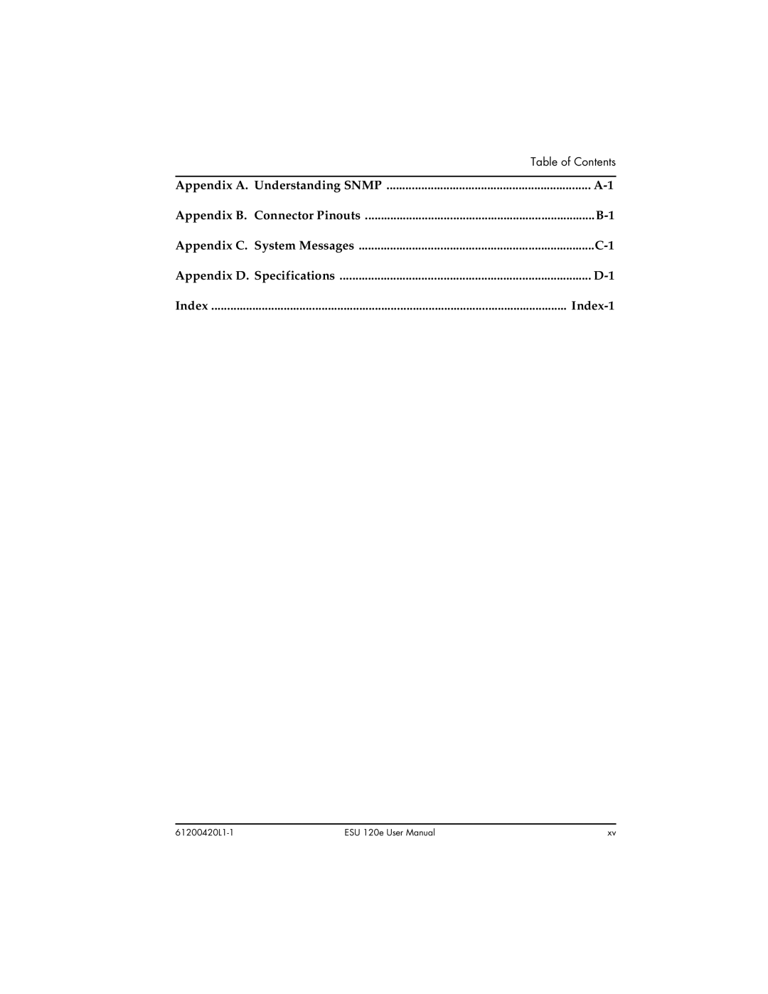 ADTRAN ESU 120e user manual Appendix A. Understanding Snmp, Index-1 