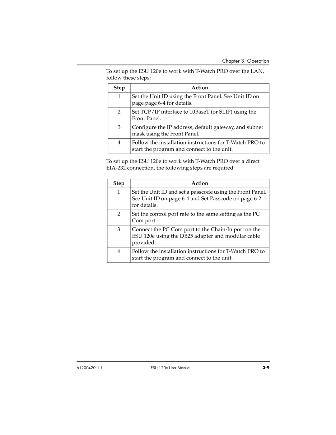 ADTRAN ESU 120e user manual Step Action 