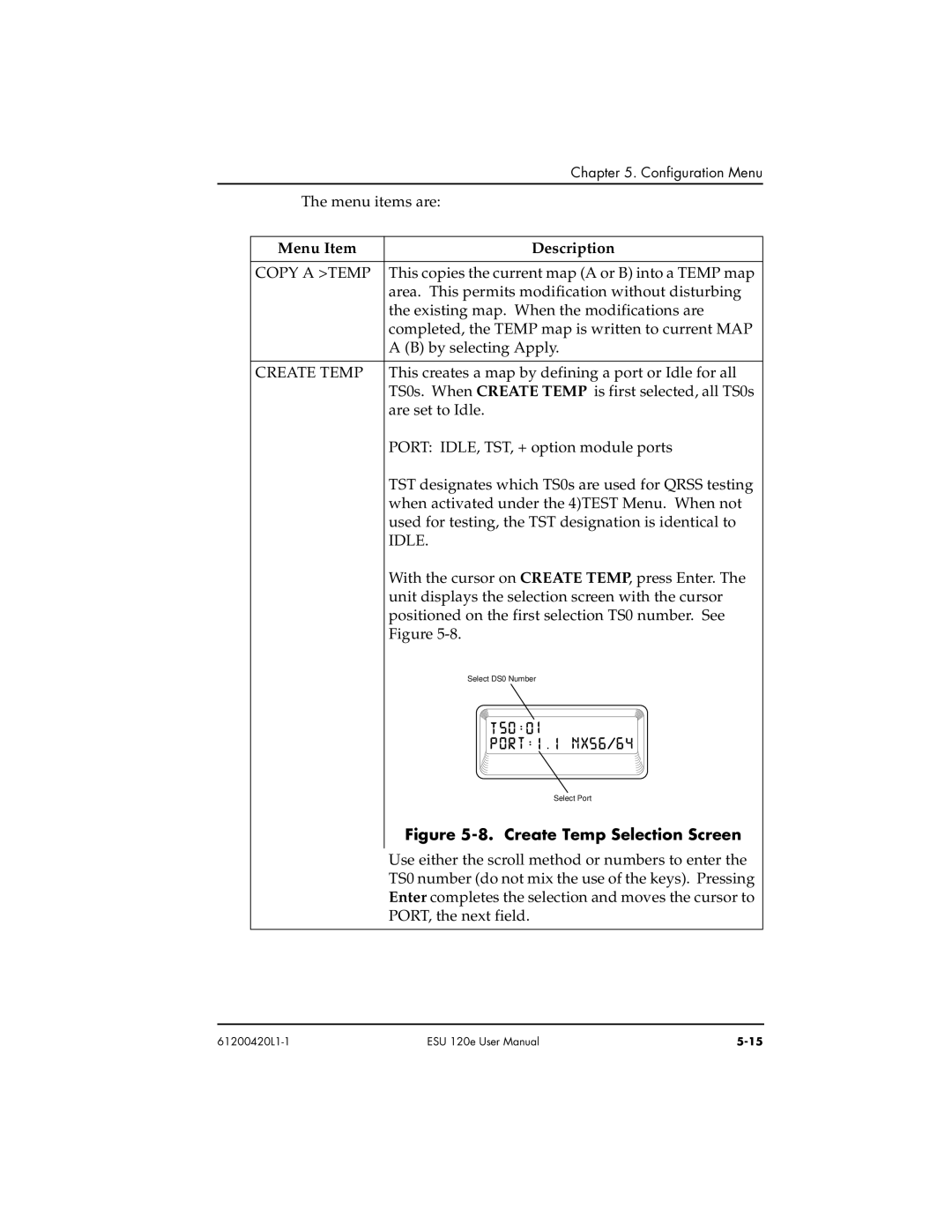 ADTRAN ESU 120e user manual Copy a Temp, Create Temp, Idle 