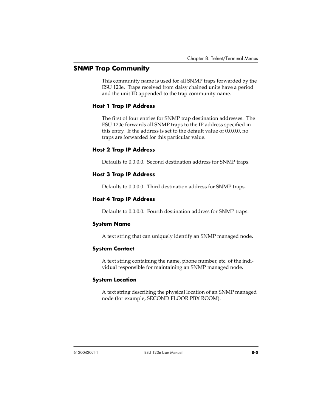 ADTRAN ESU 120e user manual Snmp Trap Community 