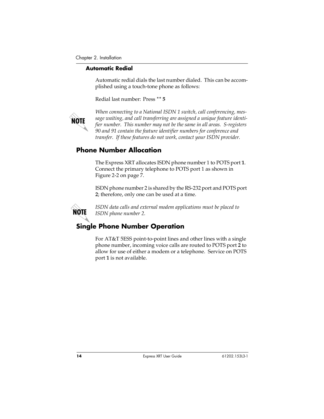 ADTRAN Express XRT manual Phone Number Allocation, Single Phone Number Operation, Automatic Redial 