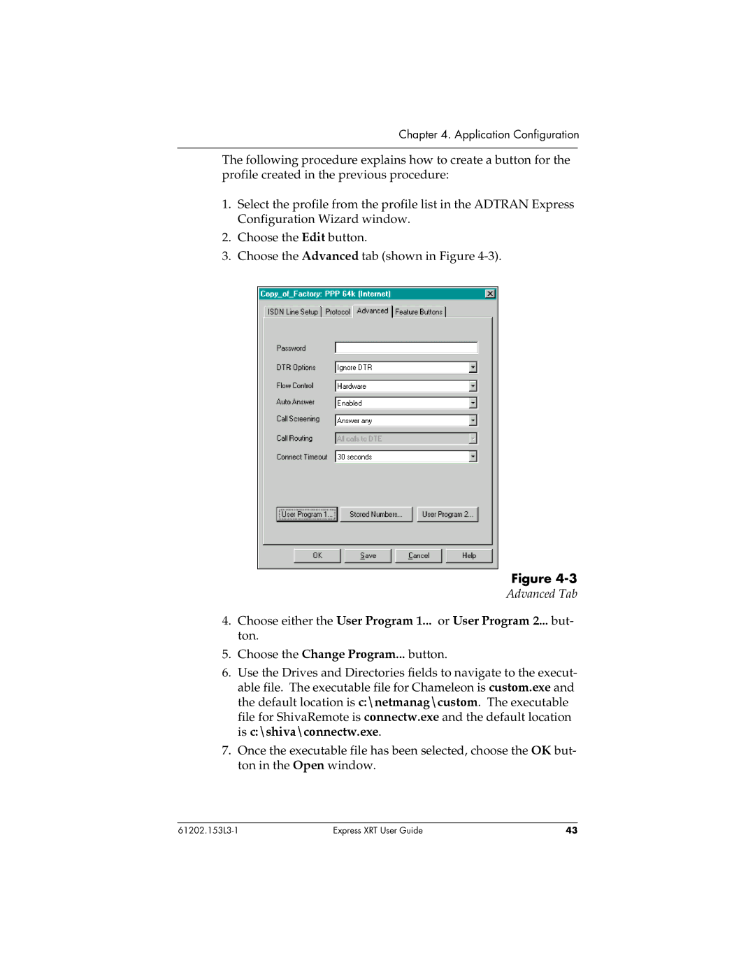 ADTRAN Express XRT manual Advanced Tab 