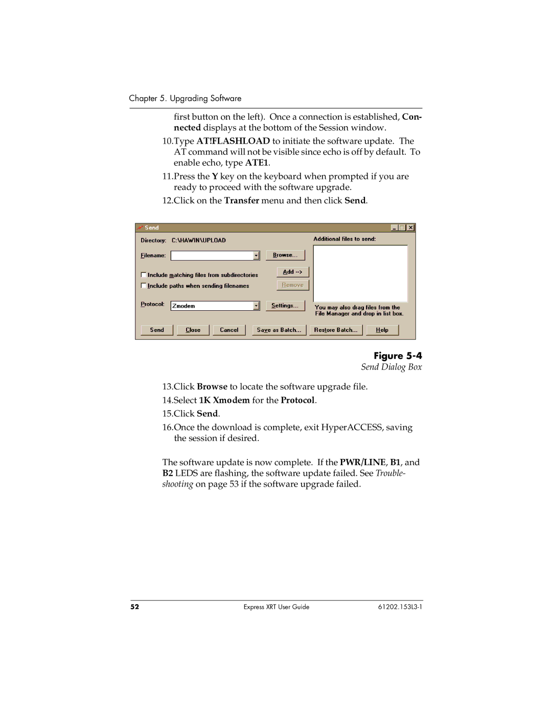 ADTRAN Express XRT manual Send Dialog Box 