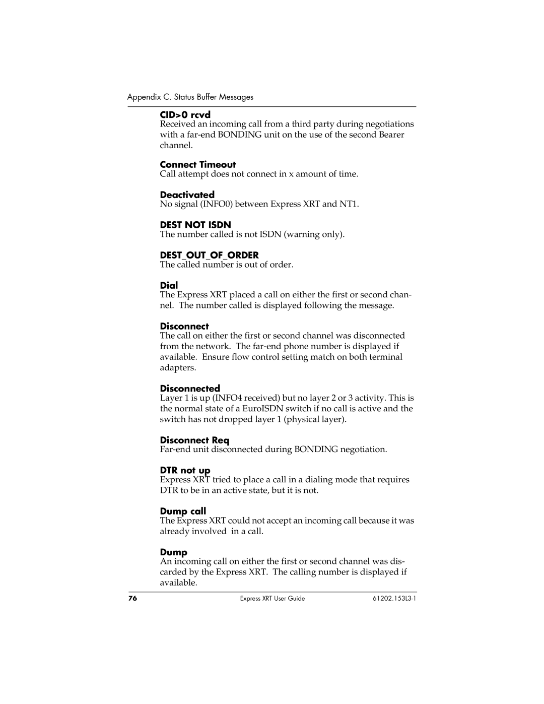 ADTRAN Express XRT manual Dest not Isdn, Destoutoforder 