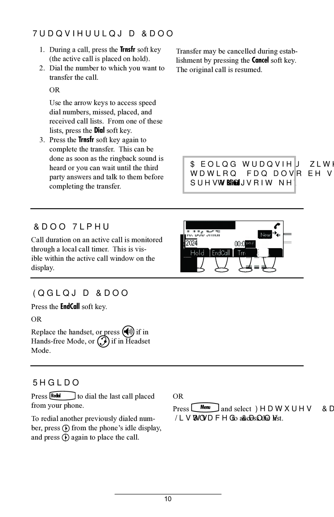 ADTRAN IP 430 manual Transferring a Call, Call Timer, Ending a Call, Redial 