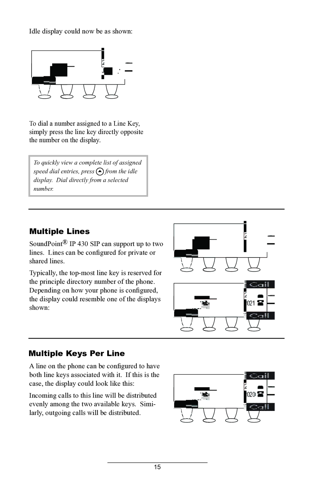 ADTRAN IP 430 manual Multiple Lines, Multiple Keys Per Line 