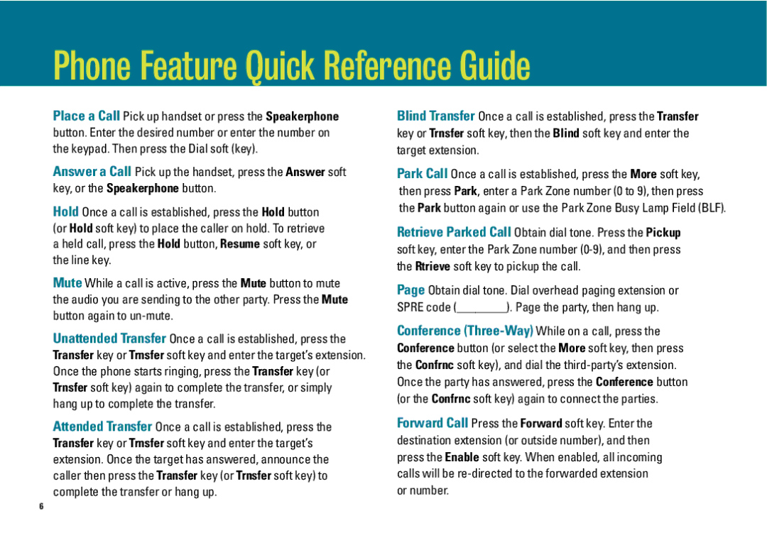 ADTRAN IP 601, IP 501, IP 650 manual Phone Feature Quick Reference Guide 