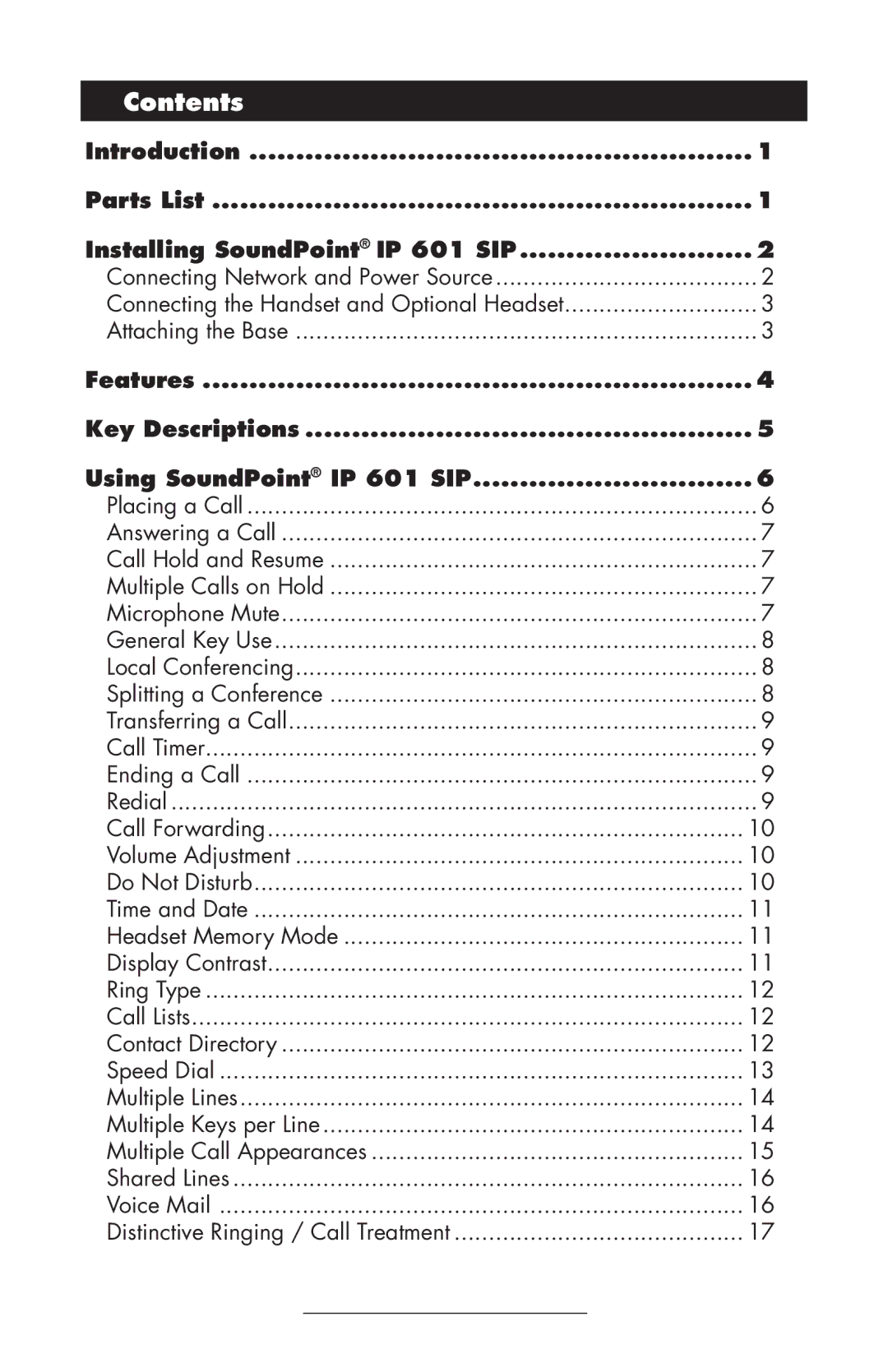 ADTRAN IP601SIP manual Contents 