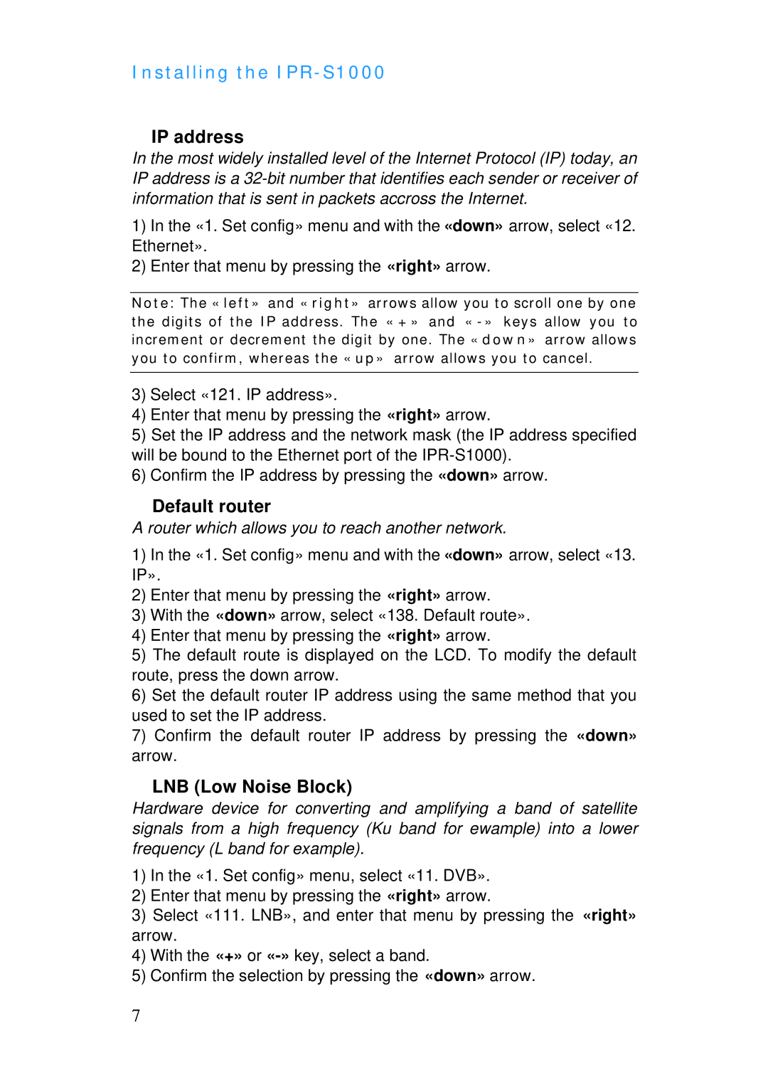 ADTRAN IPR-S1000 manual IP address 