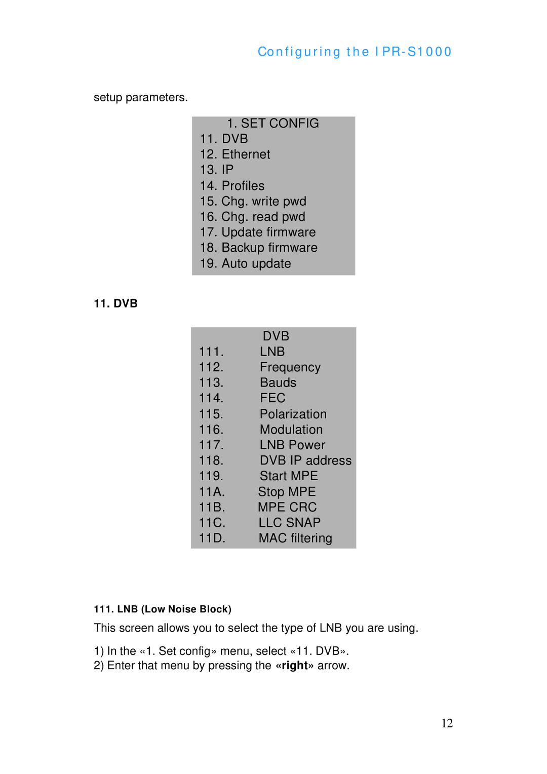 ADTRAN IPR-S1000 manual 11C, 11D MAC filtering, Dvb 