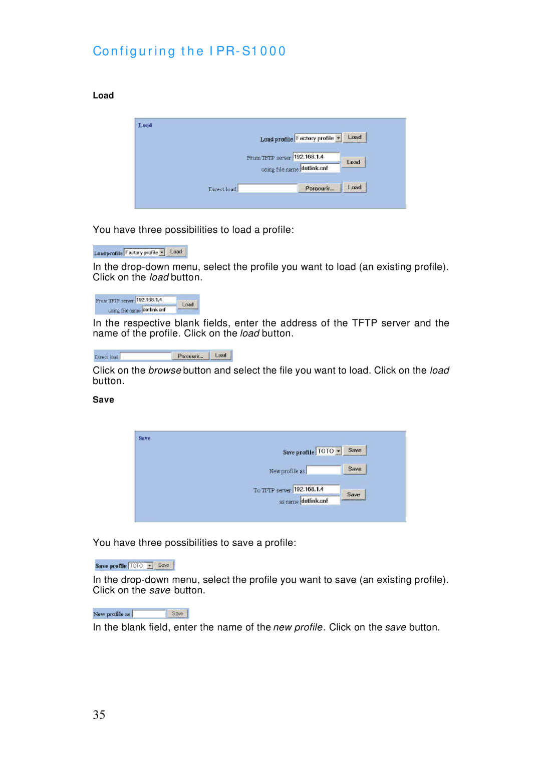 ADTRAN IPR-S1000 manual Load 