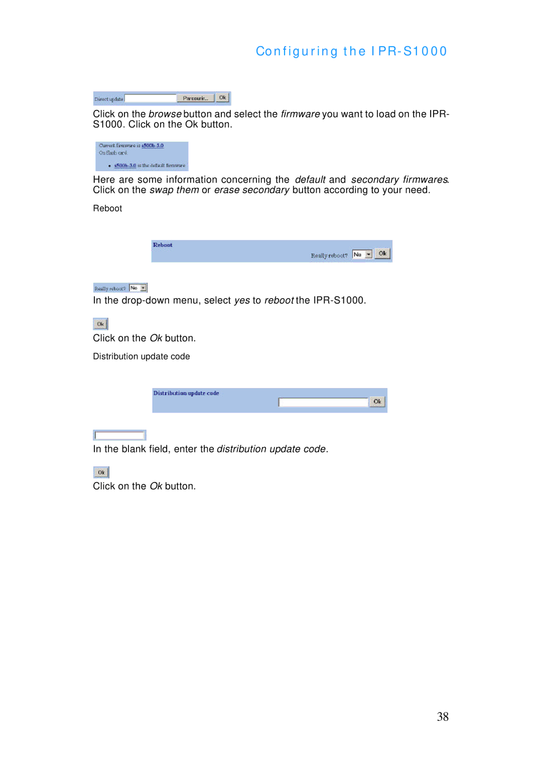 ADTRAN IPR-S1000 manual Reboot 