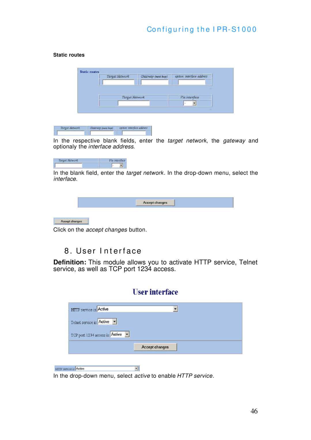 ADTRAN IPR-S1000 manual User Interface 