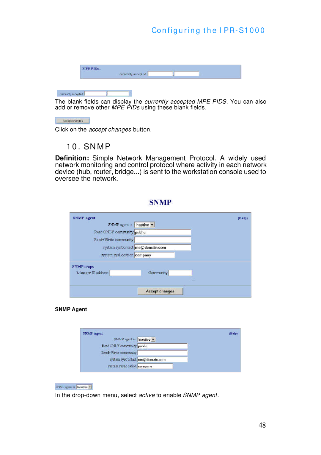 ADTRAN IPR-S1000 manual Snmp 