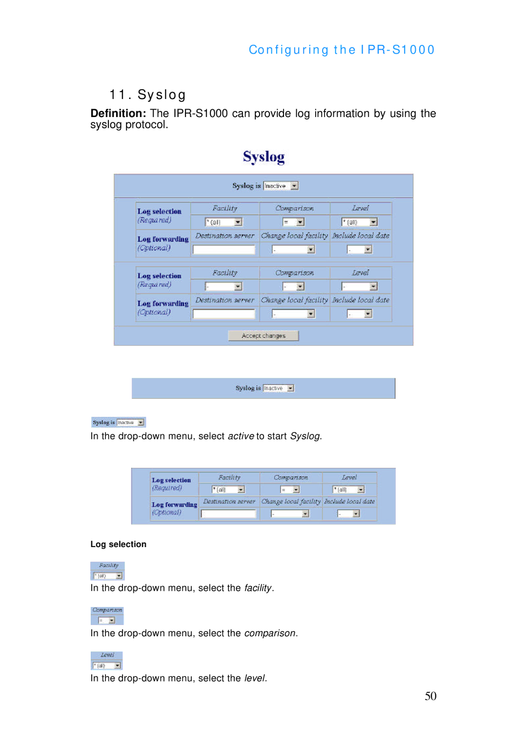 ADTRAN IPR-S1000 manual Syslog 