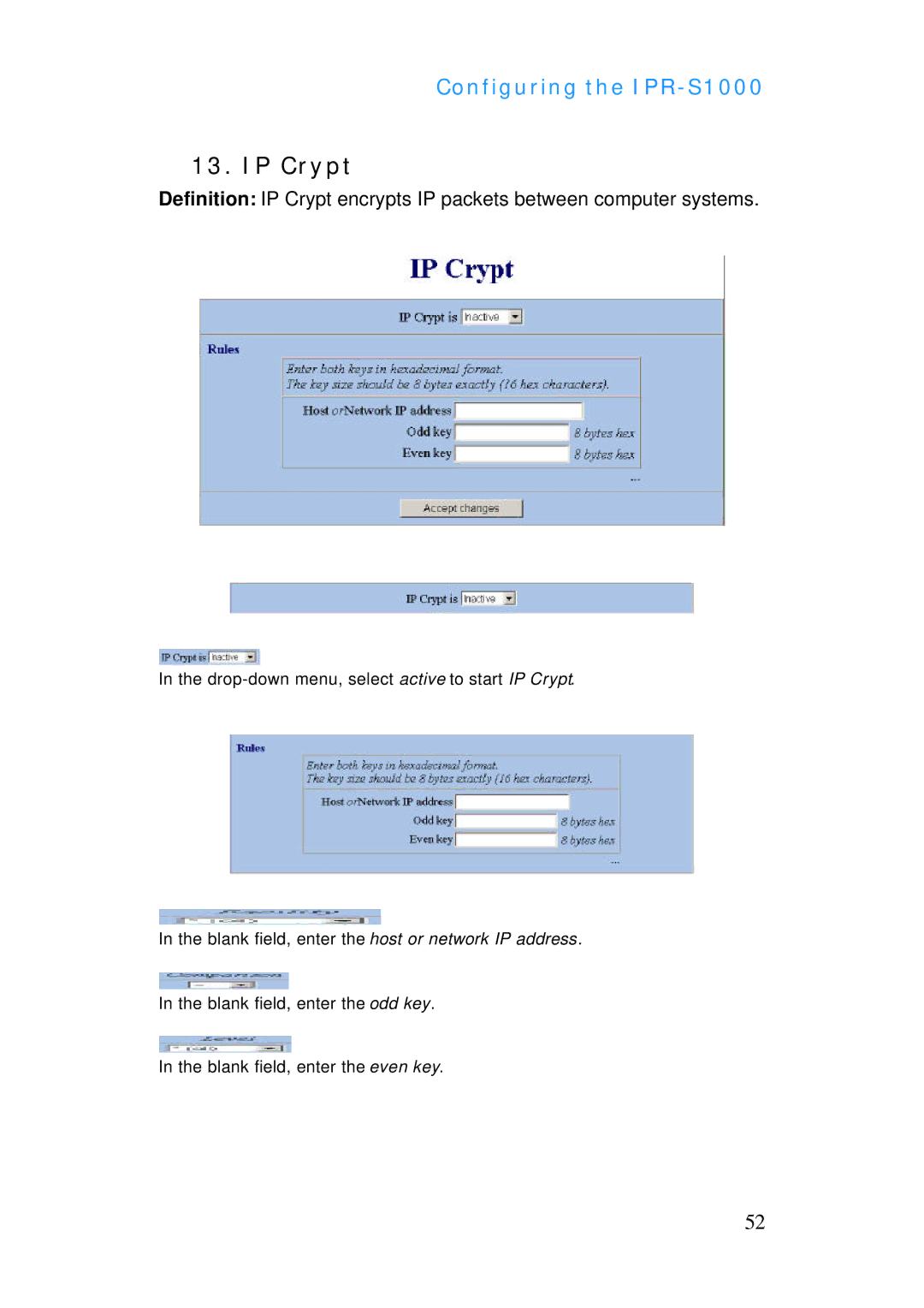 ADTRAN IPR-S1000 manual IP Crypt 