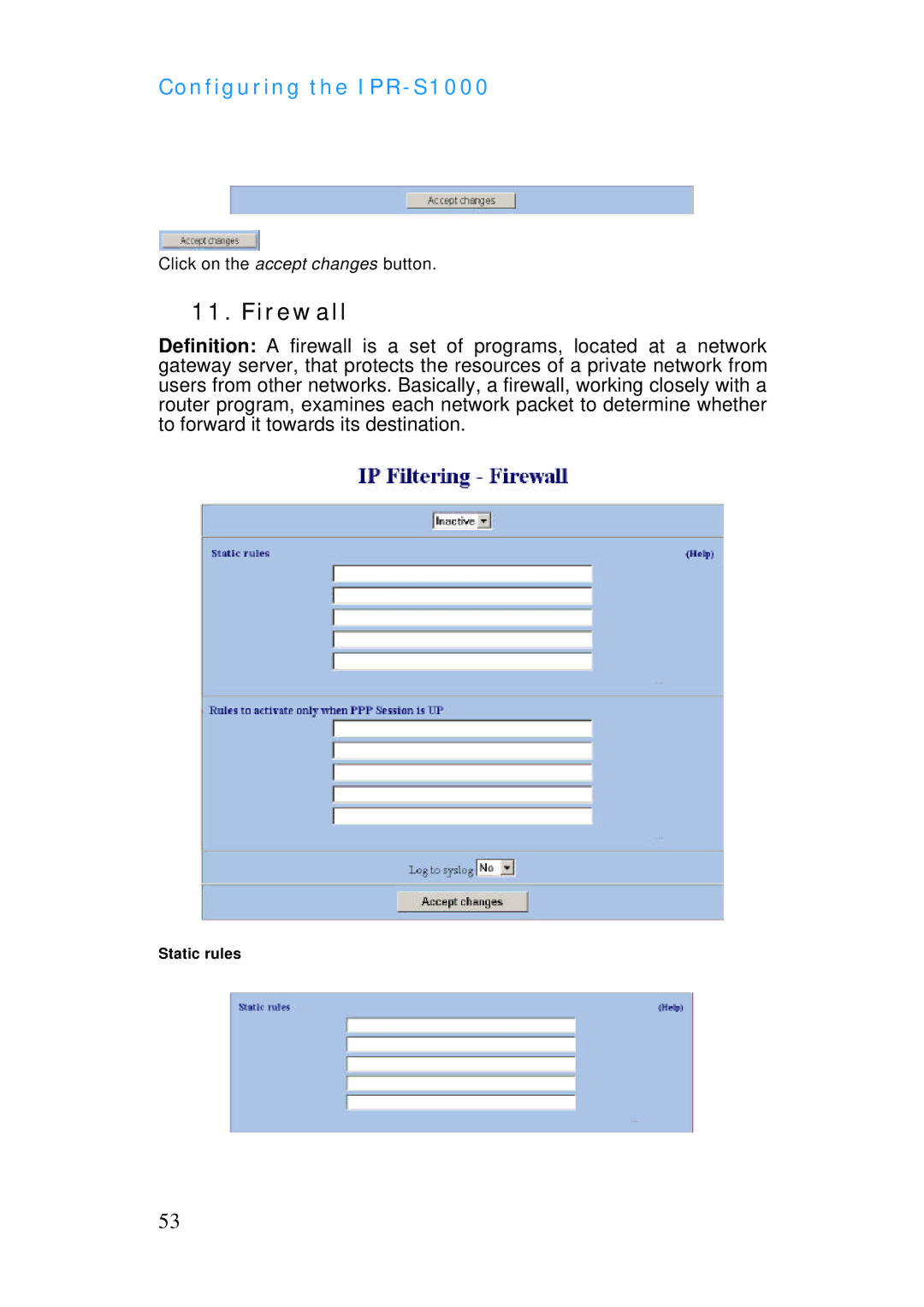 ADTRAN IPR-S1000 manual Firewall 