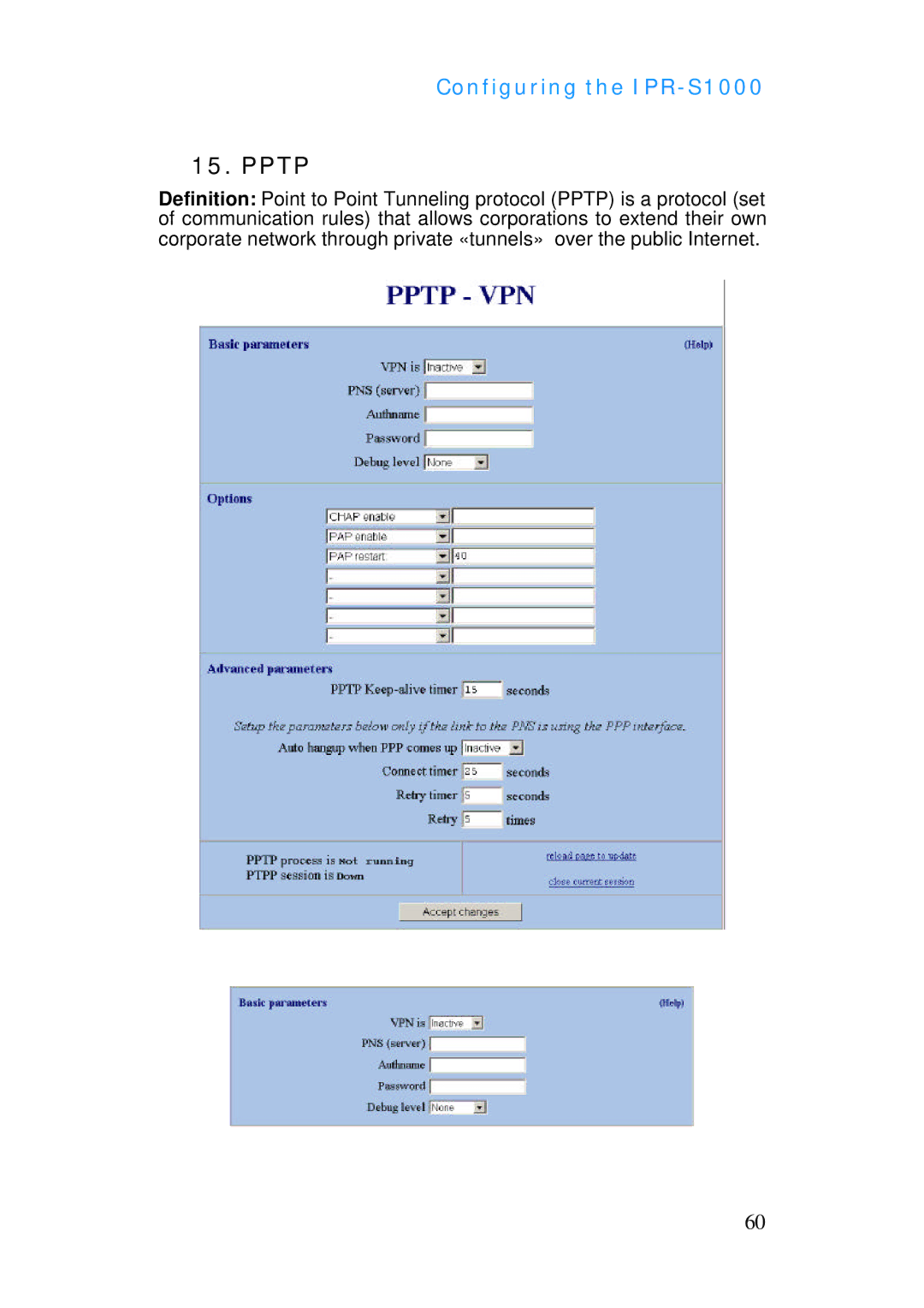 ADTRAN IPR-S1000 manual Pptp 