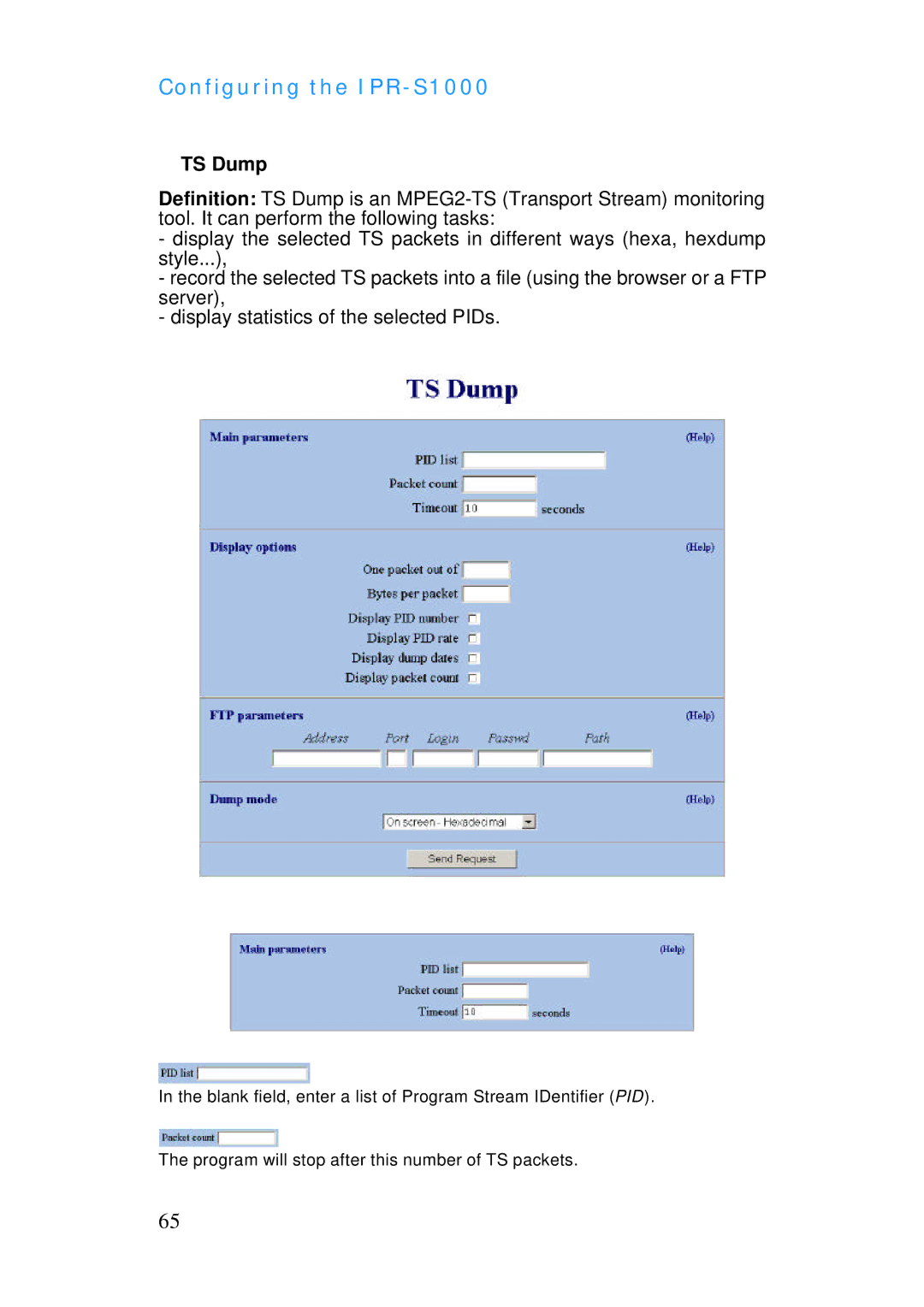 ADTRAN IPR-S1000 manual TS Dump 