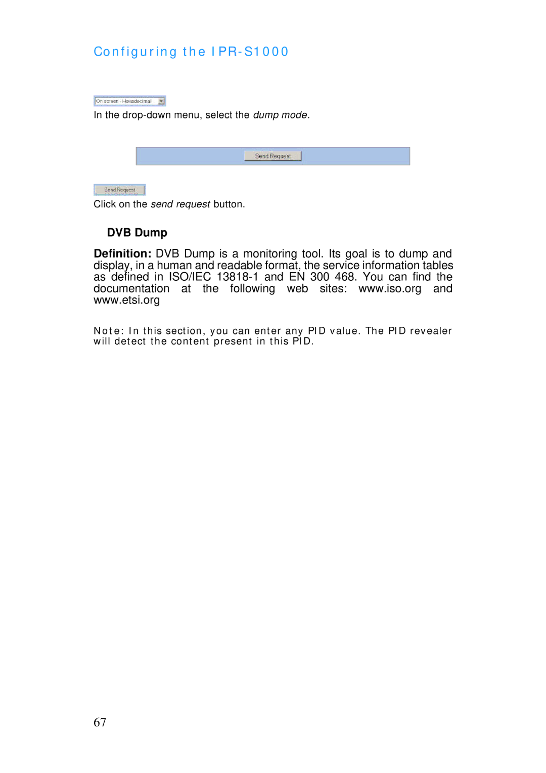 ADTRAN IPR-S1000 manual DVB Dump 