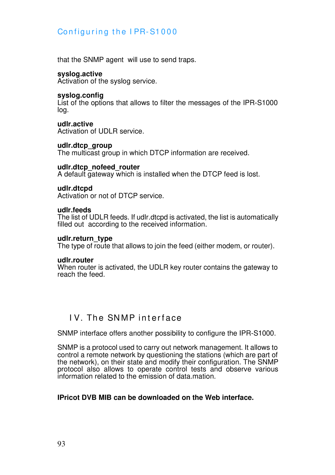 ADTRAN IPR-S1000 manual IV. The Snmp interface 