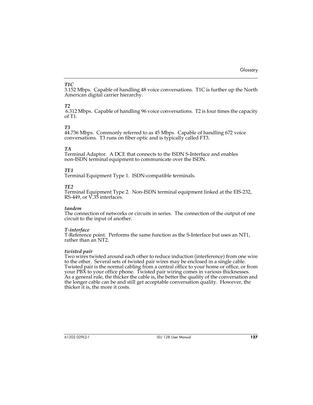 ADTRAN ISU 128 user manual TE1 