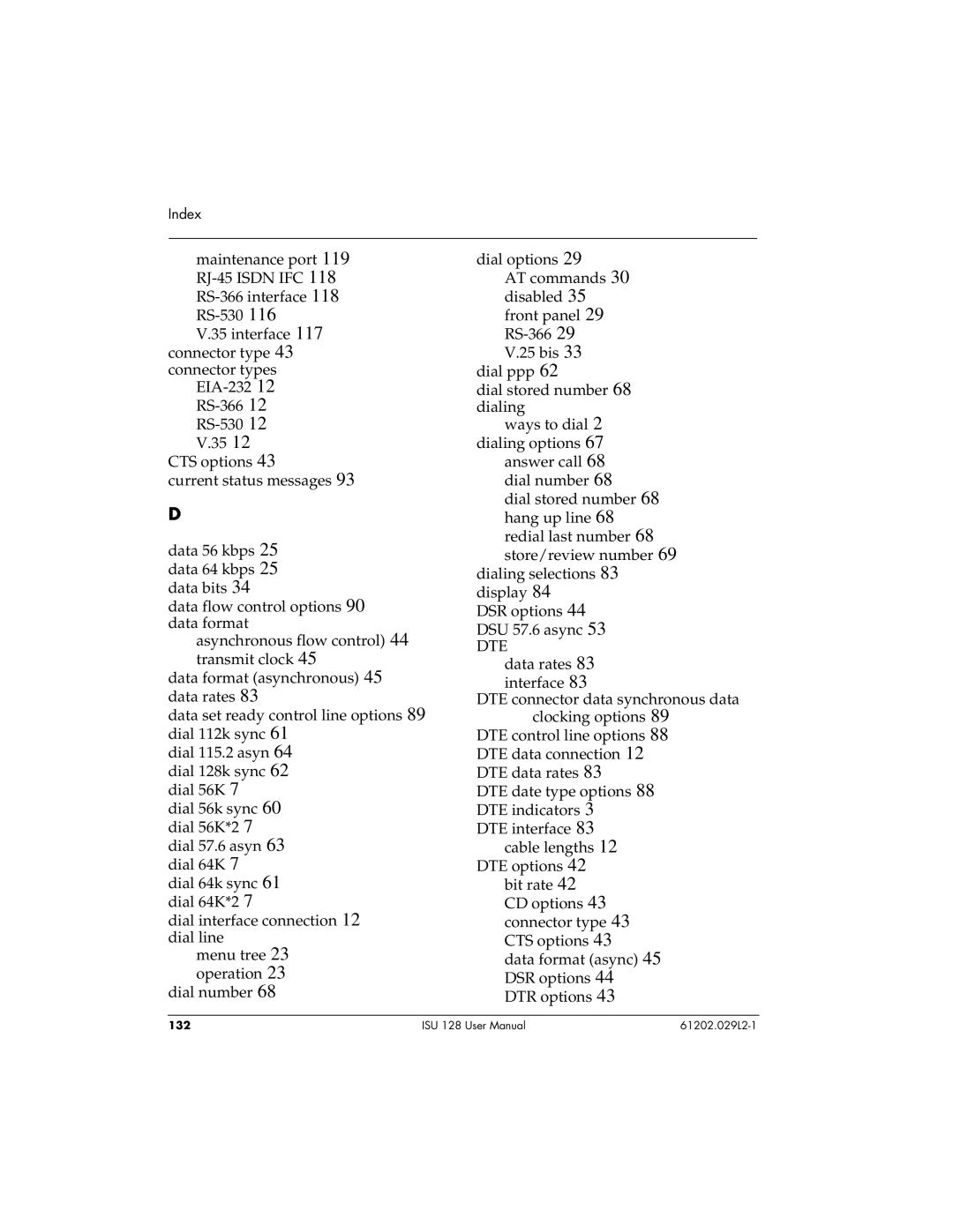 ADTRAN ISU 128 user manual Dte 