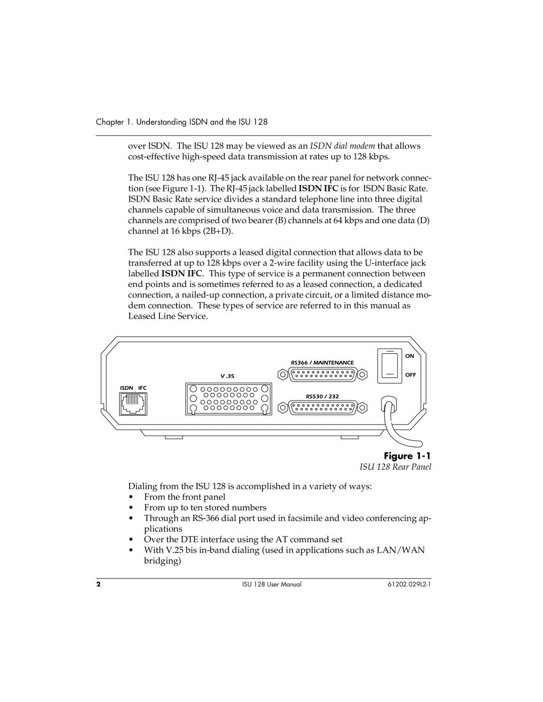 ADTRAN user manual ISU 128 Rear Panel 