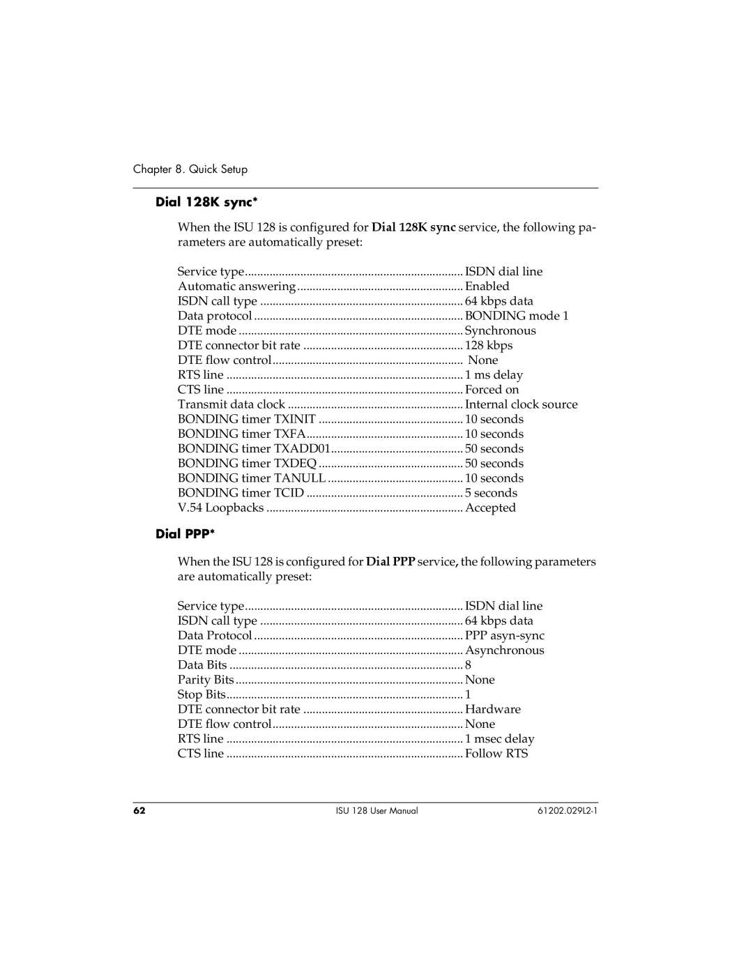 ADTRAN ISU 128 user manual Dial 128K sync, Dial PPP 