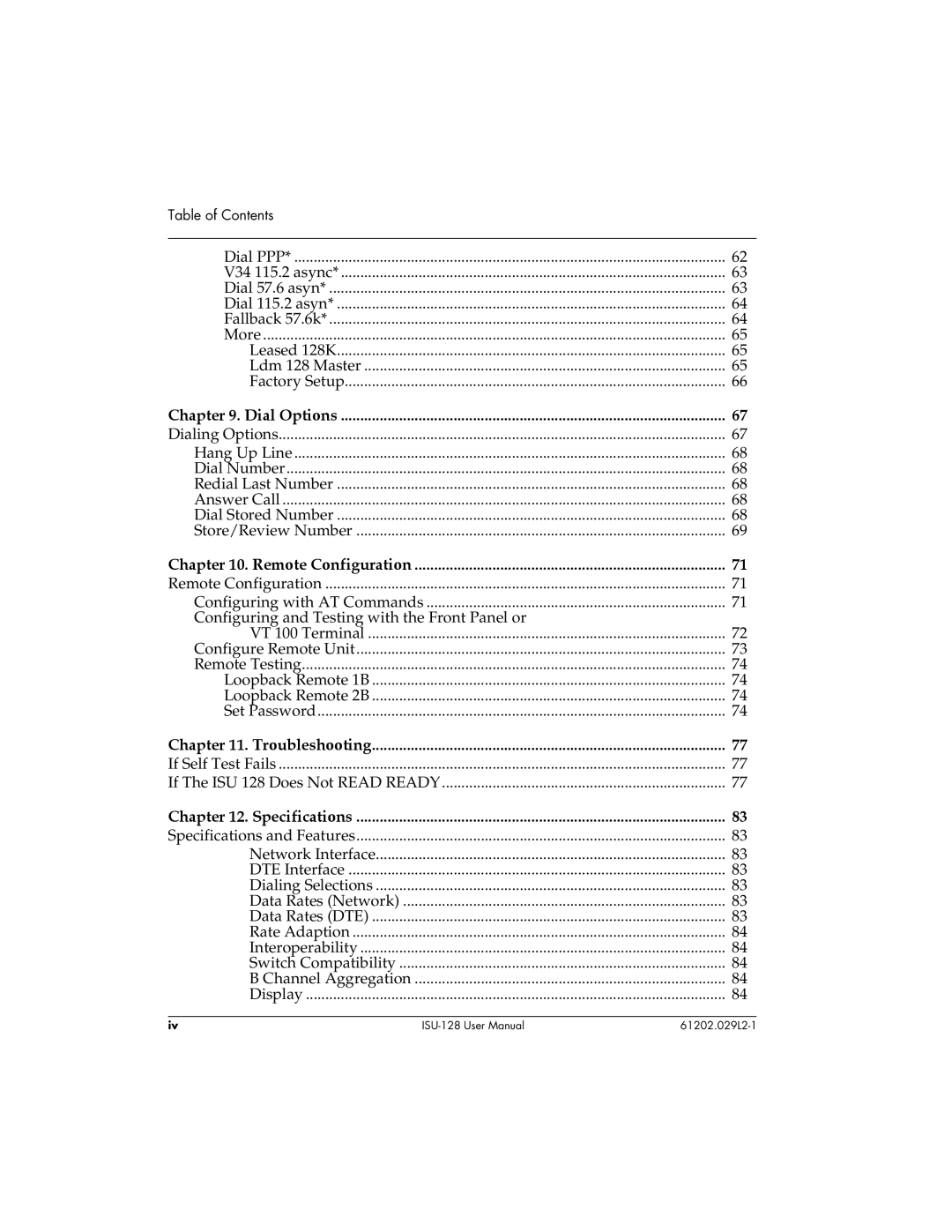 ADTRAN user manual If Self Test Fails If The ISU 128 Does Not Read Ready 