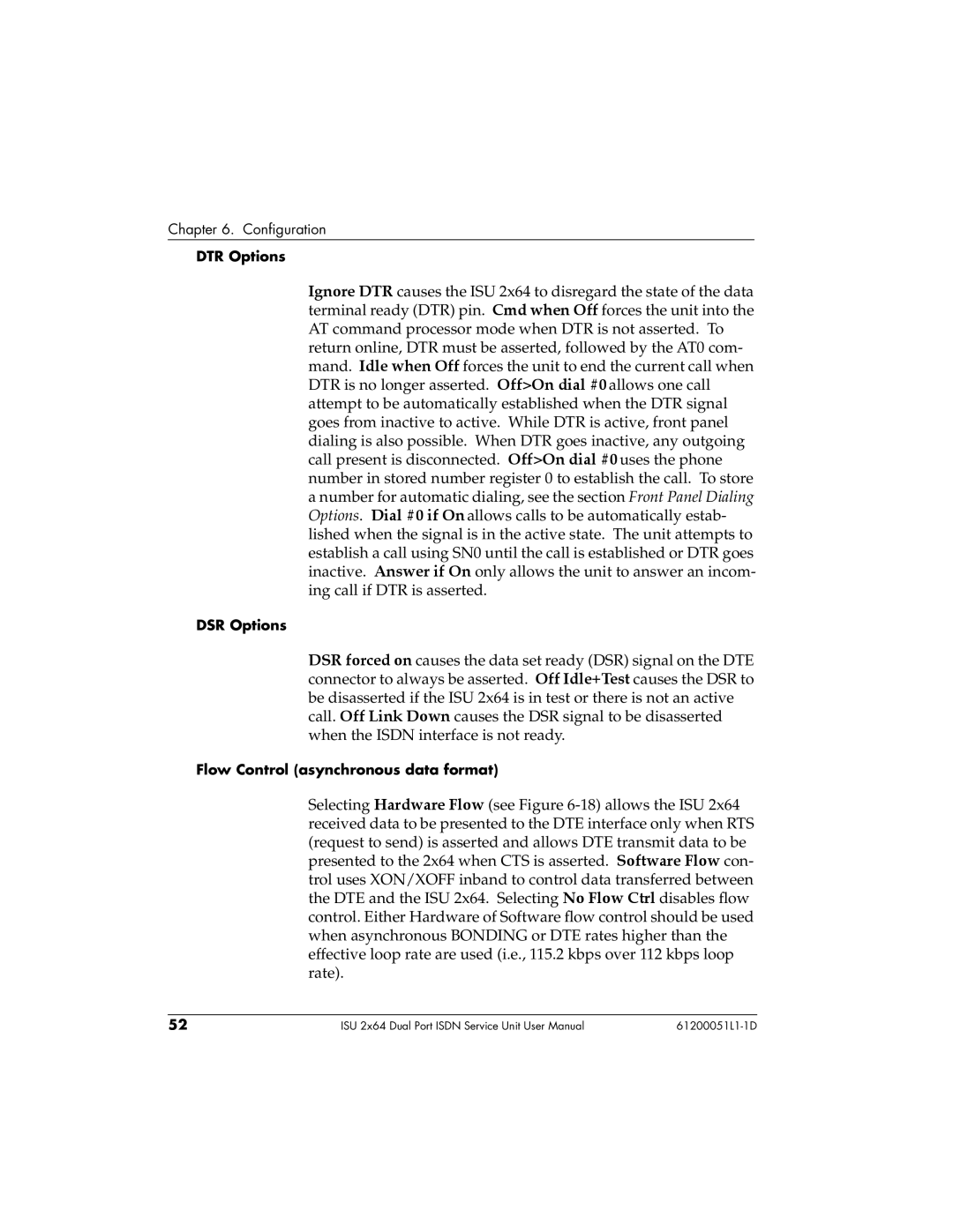 ADTRAN ISU 2X64 user manual DTR Options 