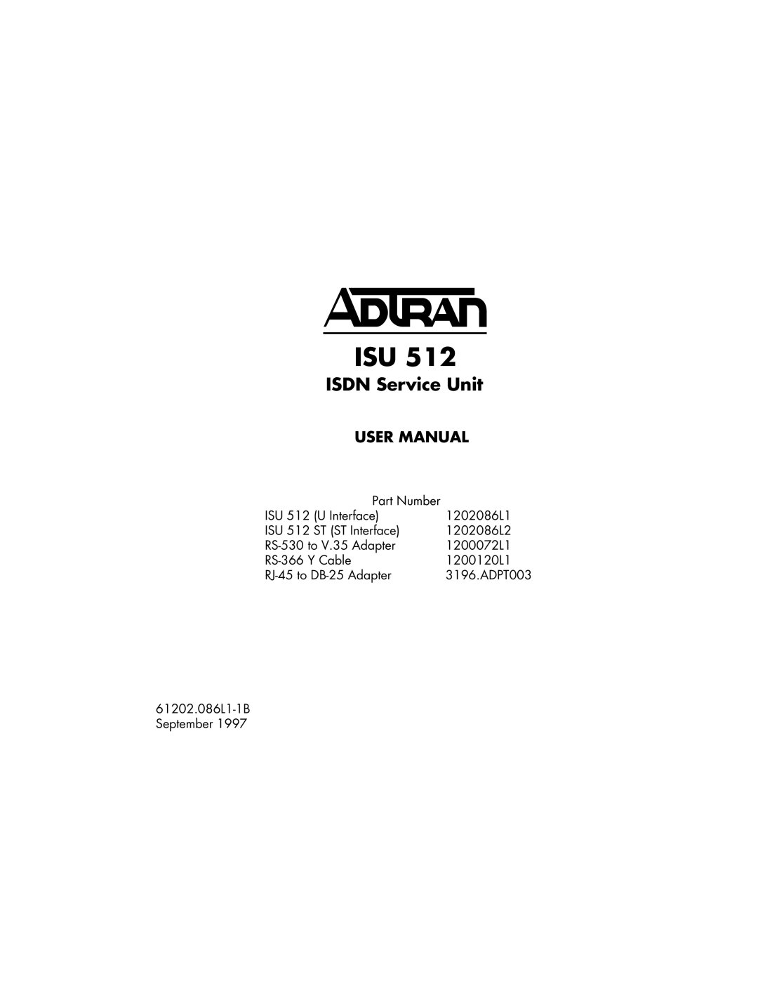 ADTRAN ISU 512 user manual Isu 