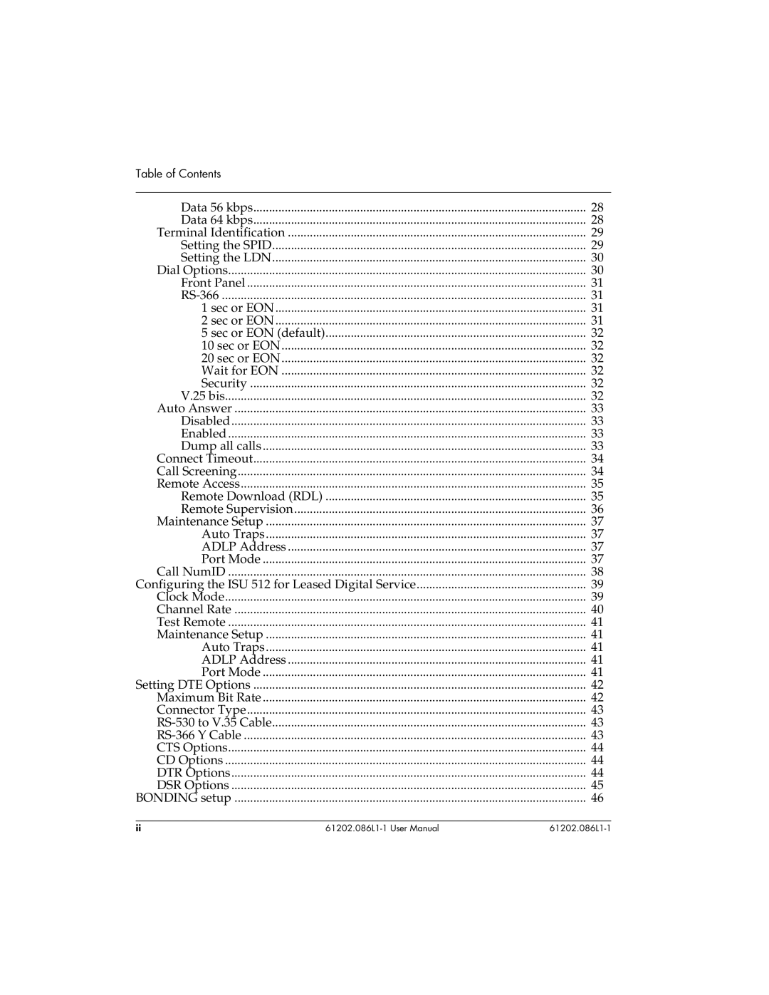 ADTRAN ISU 512 user manual Table of Contents 